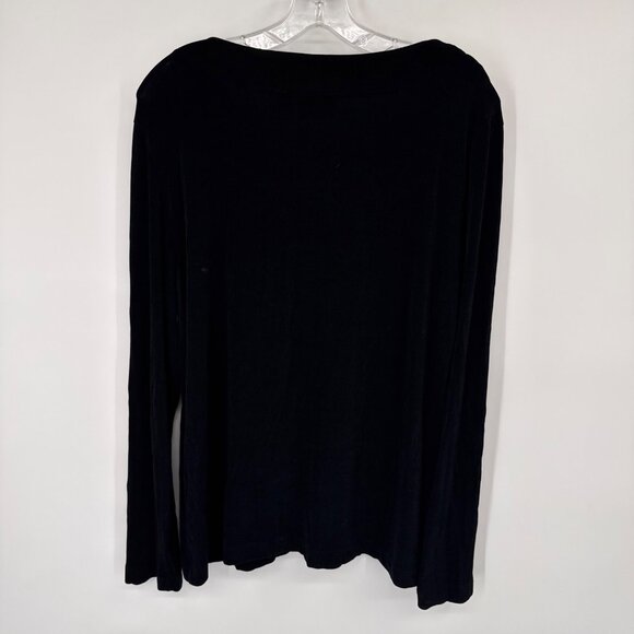 Chicos 3 Travelers Black Long Sleeve V-Neck Top Size XL Acetate Stretch USA - Picture 8 of 10